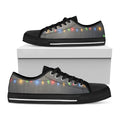Colorful Christmas String Lights Print Black Low Top Sneakers