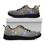 Colorful Christmas String Lights Print Black Sneakers