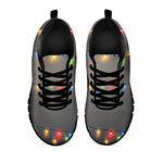 Colorful Christmas String Lights Print Black Sneakers