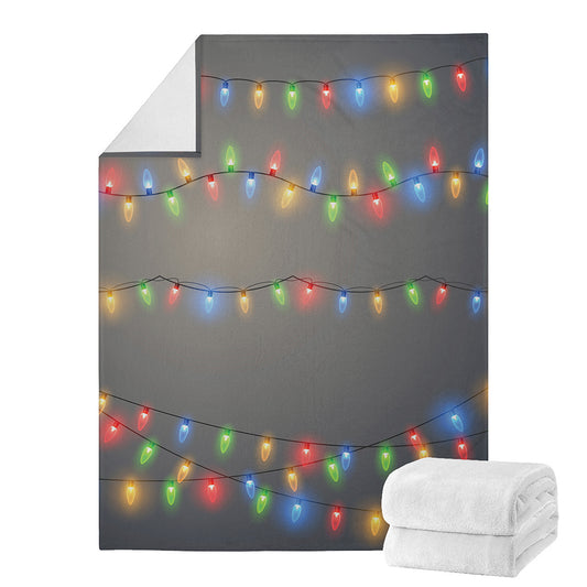 Colorful Christmas String Lights Print Blanket