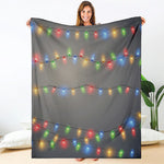 Colorful Christmas String Lights Print Blanket