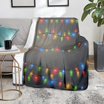 Colorful Christmas String Lights Print Blanket