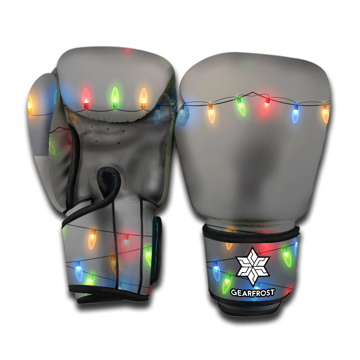 Colorful Christmas String Lights Print Boxing Gloves