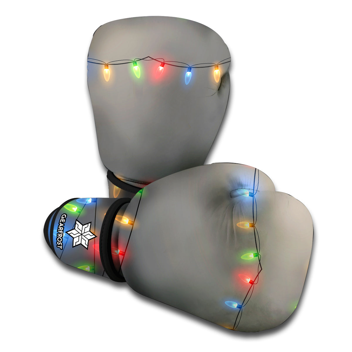 Colorful Christmas String Lights Print Boxing Gloves
