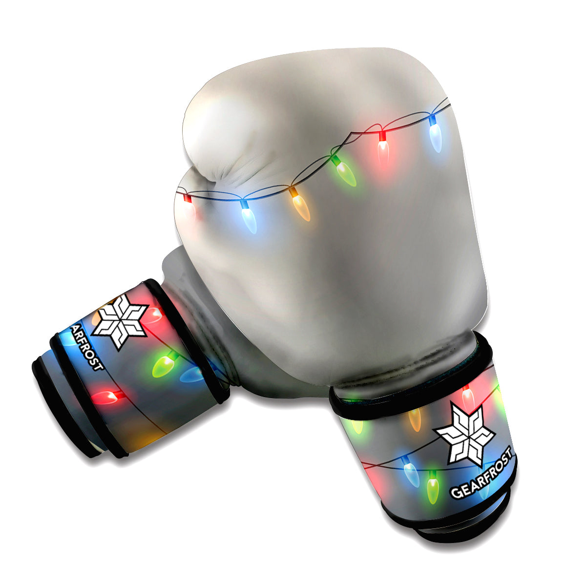 Colorful Christmas String Lights Print Boxing Gloves