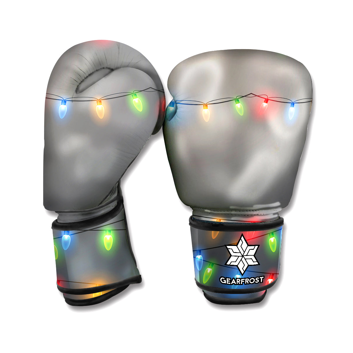 Colorful Christmas String Lights Print Boxing Gloves
