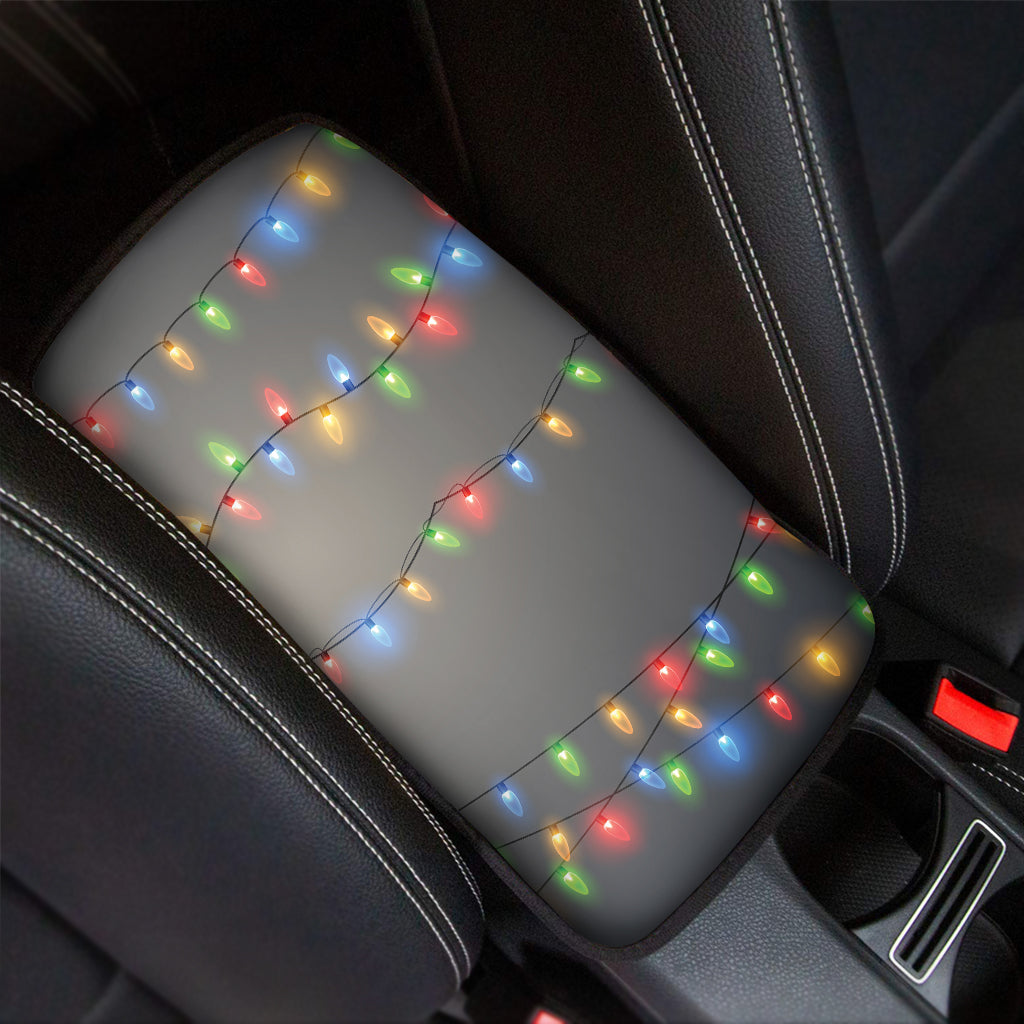 Colorful Christmas String Lights Print Car Center Console Cover