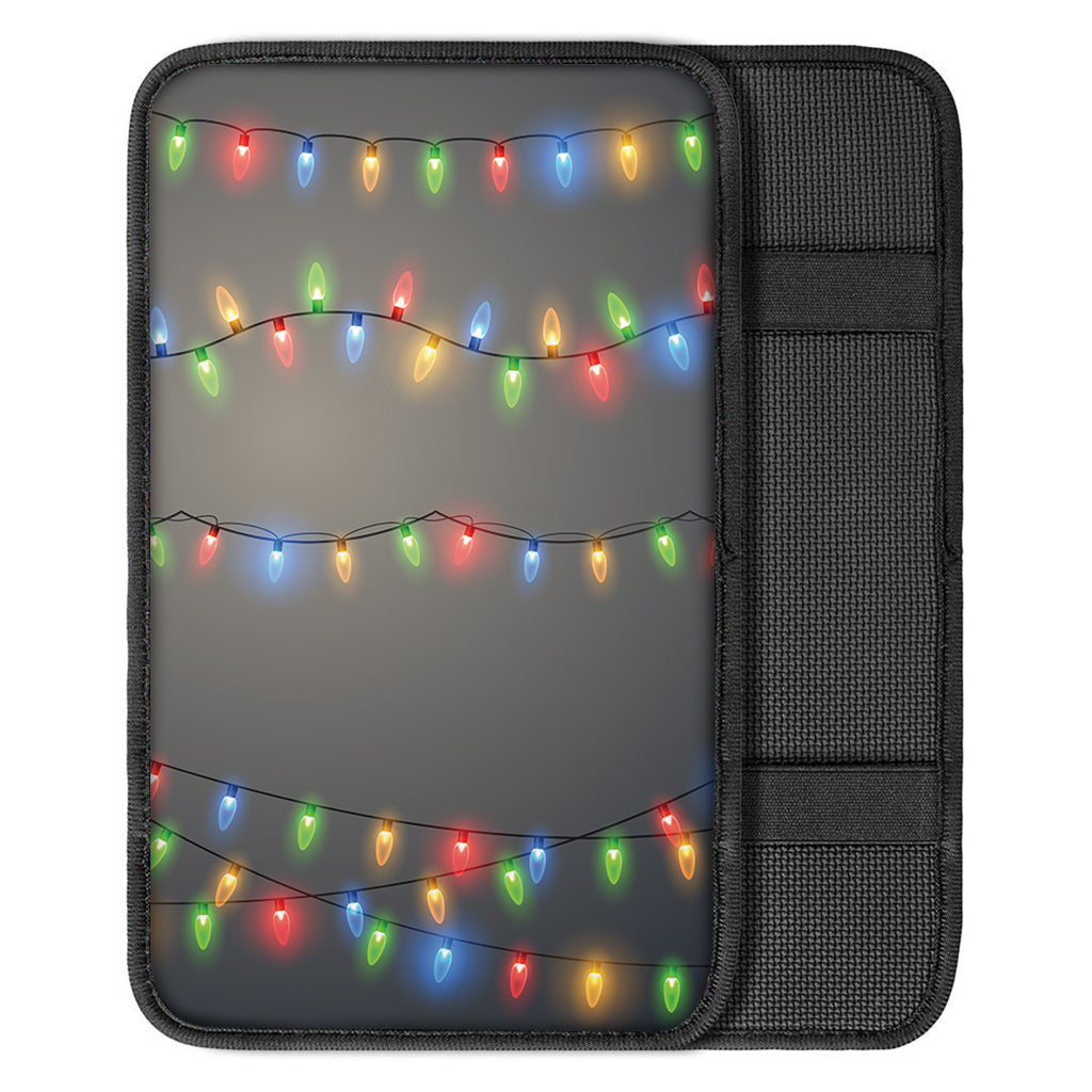 Colorful Christmas String Lights Print Car Center Console Cover