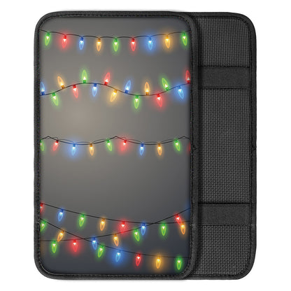 Colorful Christmas String Lights Print Car Center Console Cover