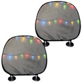Colorful Christmas String Lights Print Car Headrest Covers
