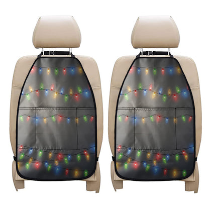 Colorful Christmas String Lights Print Car Seat Organizers