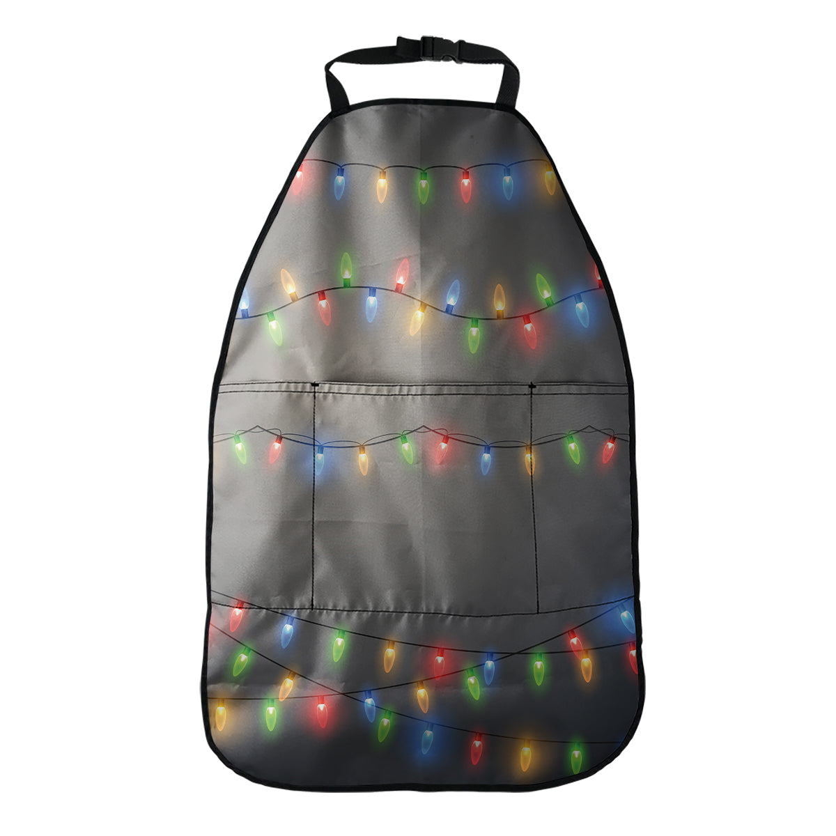 Colorful Christmas String Lights Print Car Seat Organizers