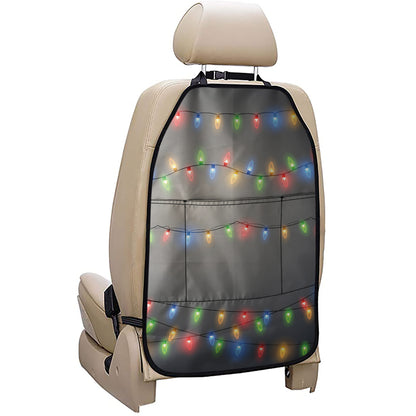 Colorful Christmas String Lights Print Car Seat Organizers