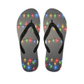Colorful Christmas String Lights Print Flip Flops