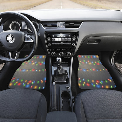 Colorful Christmas String Lights Print Front and Back Car Floor Mats