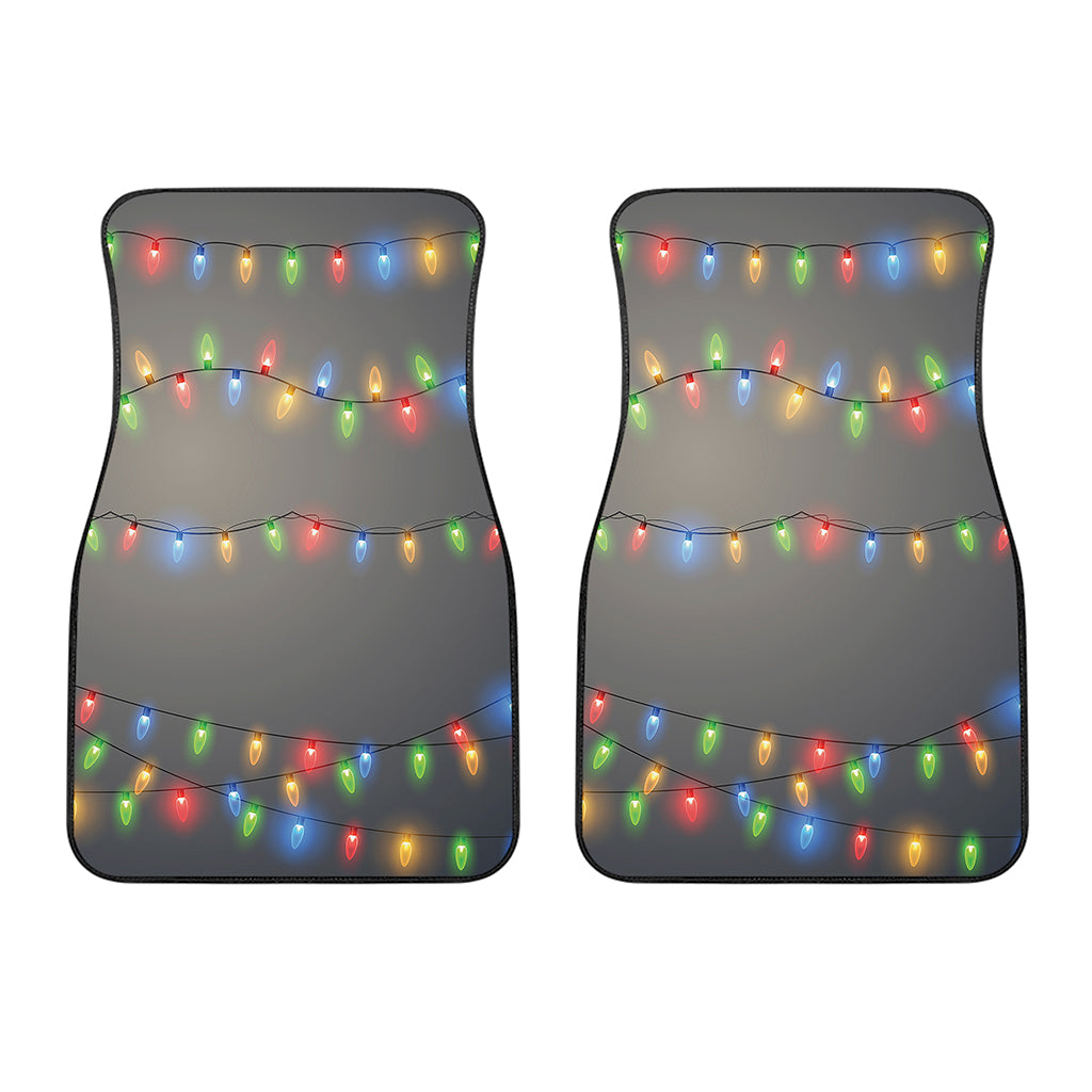 Colorful Christmas String Lights Print Front Car Floor Mats