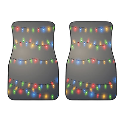 Colorful Christmas String Lights Print Front Car Floor Mats