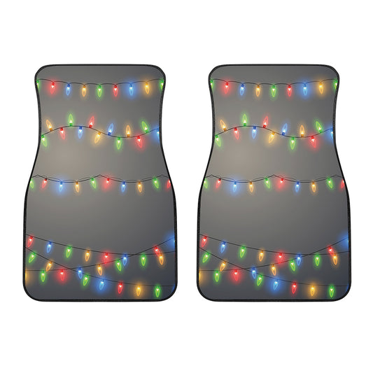 Colorful Christmas String Lights Print Front Car Floor Mats