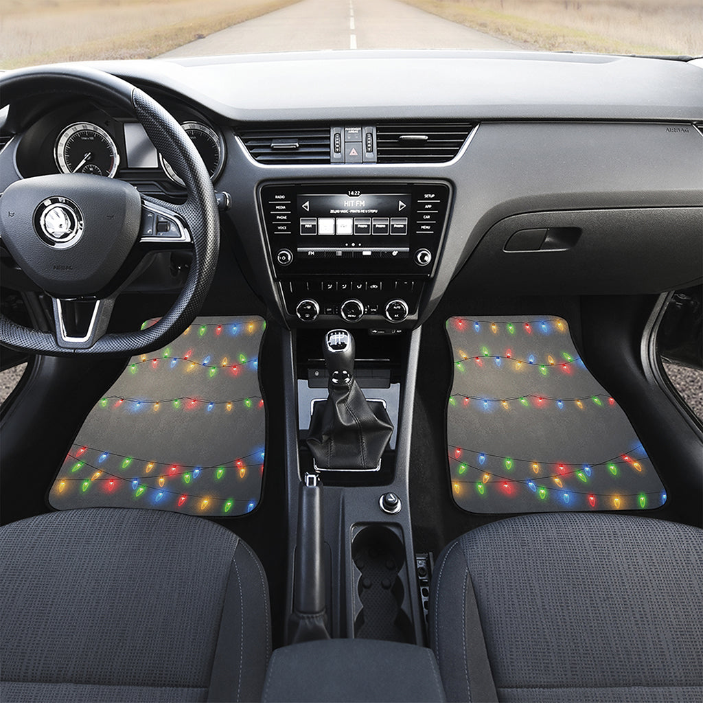 Colorful Christmas String Lights Print Front Car Floor Mats