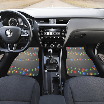 Colorful Christmas String Lights Print Front Car Floor Mats