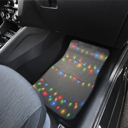 Colorful Christmas String Lights Print Front Car Floor Mats