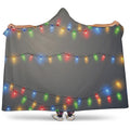 Colorful Christmas String Lights Print Hooded Blanket