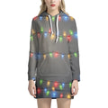 Colorful Christmas String Lights Print Pullover Hoodie Dress