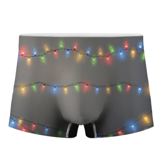 Colorful Christmas String Lights Print Men's Boxer Briefs