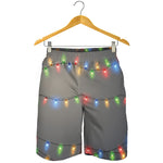 Colorful Christmas String Lights Print Men's Shorts