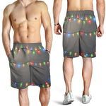 Colorful Christmas String Lights Print Men's Shorts