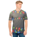 Colorful Christmas String Lights Print Men's T-Shirt