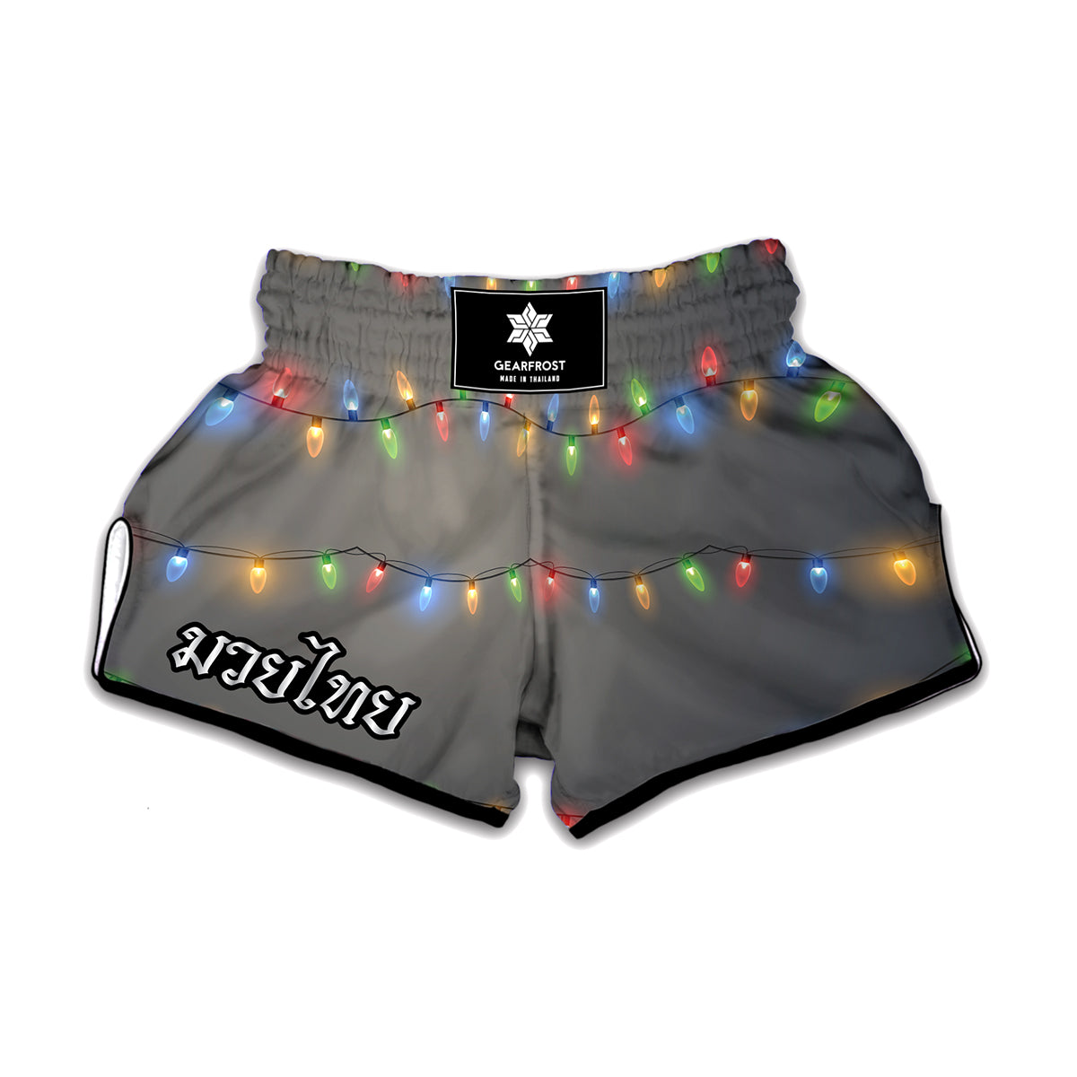 Colorful Christmas String Lights Print Muay Thai Boxing Shorts
