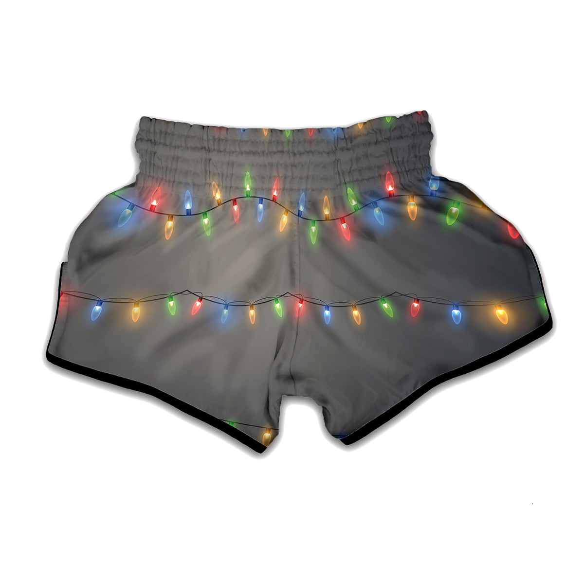 Colorful Christmas String Lights Print Muay Thai Boxing Shorts