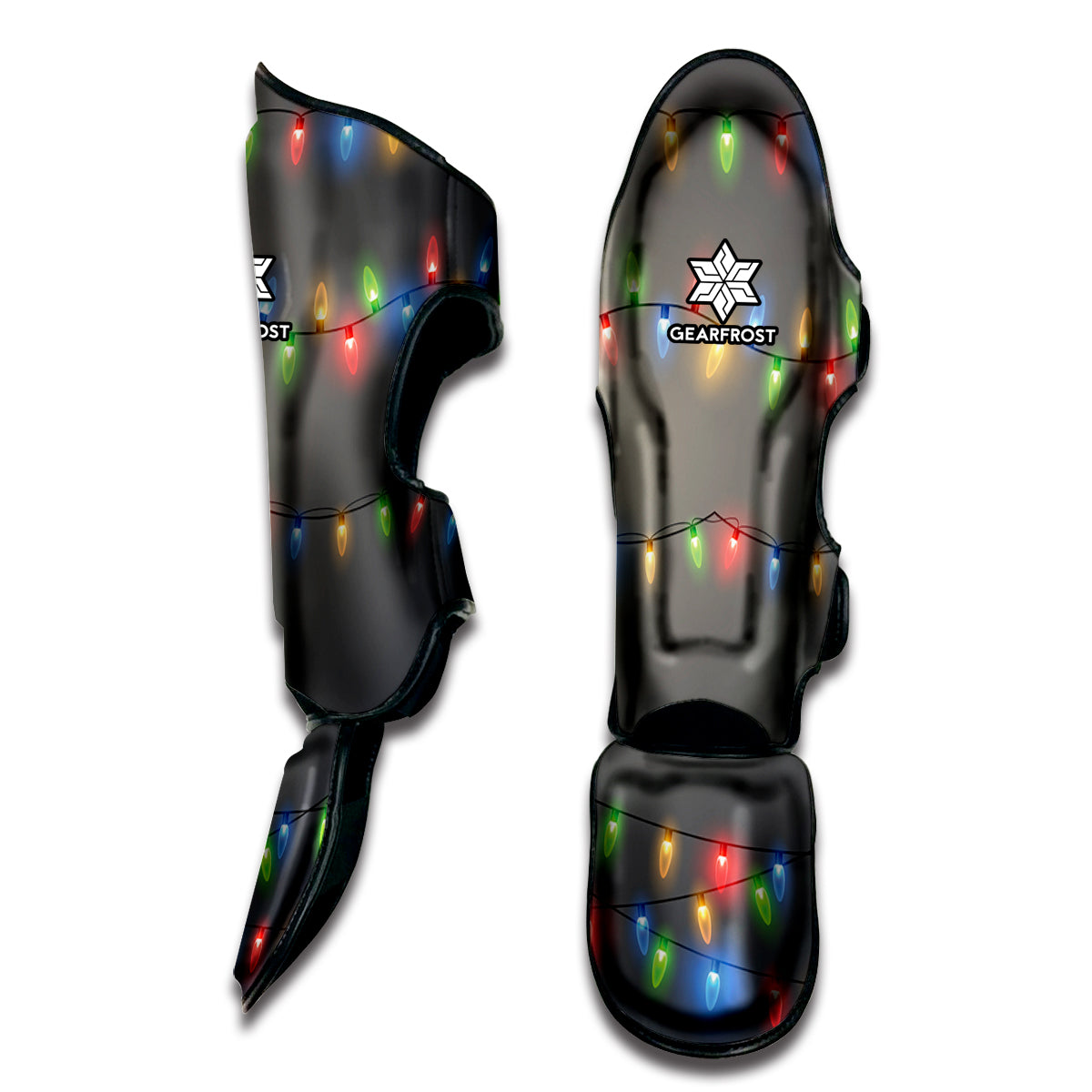 Colorful Christmas String Lights Print Muay Thai Shin Guard