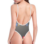 Colorful Christmas String Lights Print One Piece High Cut Swimsuit
