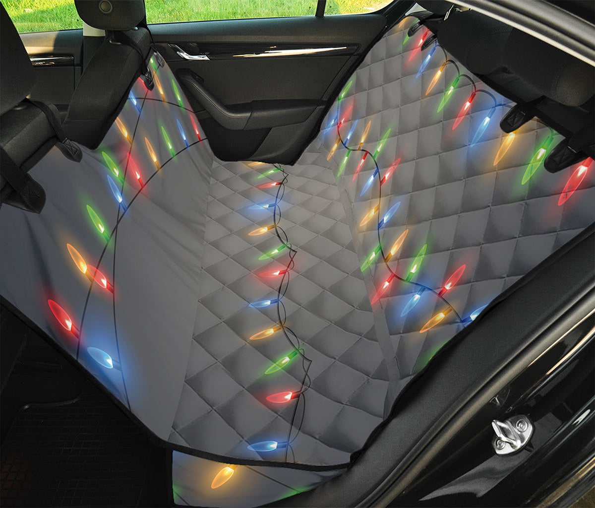 Colorful Christmas String Lights Print Pet Car Back Seat Cover