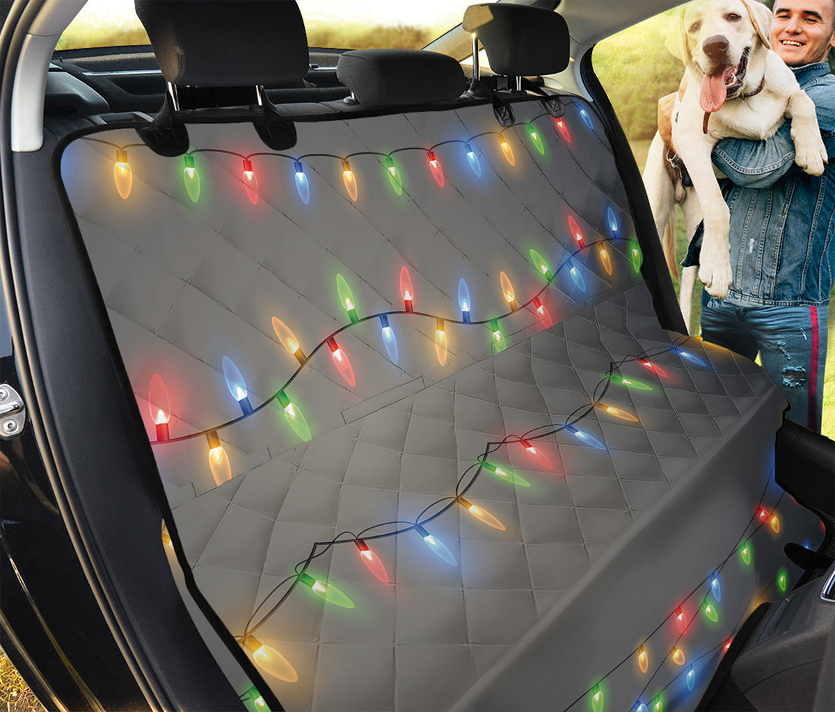 Colorful Christmas String Lights Print Pet Car Back Seat Cover