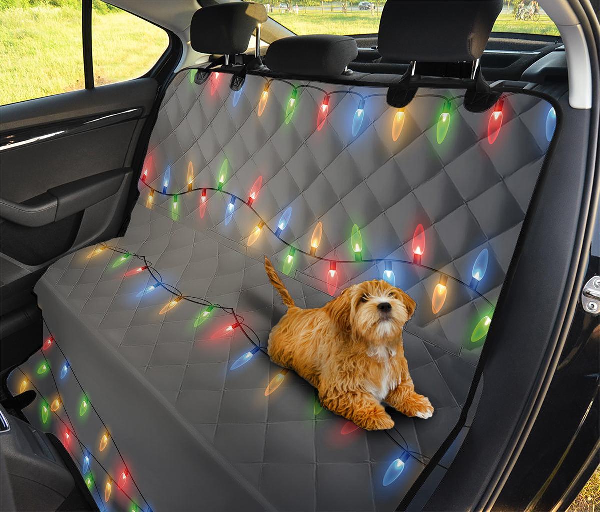 Colorful Christmas String Lights Print Pet Car Back Seat Cover