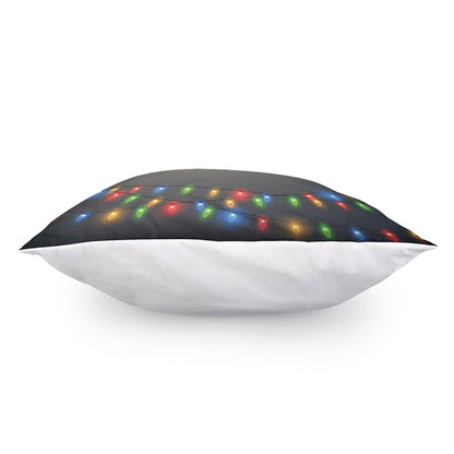 Colorful Christmas String Lights Print Pillow Cover