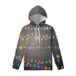 Colorful Christmas String Lights Print Pullover Hoodie