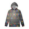 Colorful Christmas String Lights Print Pullover Hoodie