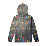 Colorful Christmas String Lights Print Pullover Hoodie