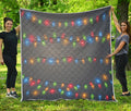 Colorful Christmas String Lights Print Quilt