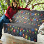 Colorful Christmas String Lights Print Quilt