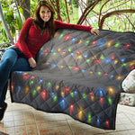Colorful Christmas String Lights Print Quilt