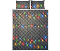 Colorful Christmas String Lights Print Quilt Bed Set