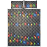 Colorful Christmas String Lights Print Quilt Bed Set