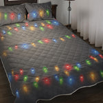 Colorful Christmas String Lights Print Quilt Bed Set