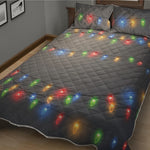 Colorful Christmas String Lights Print Quilt Bed Set