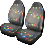 Colorful Christmas String Lights Print Universal Fit Car Seat Covers